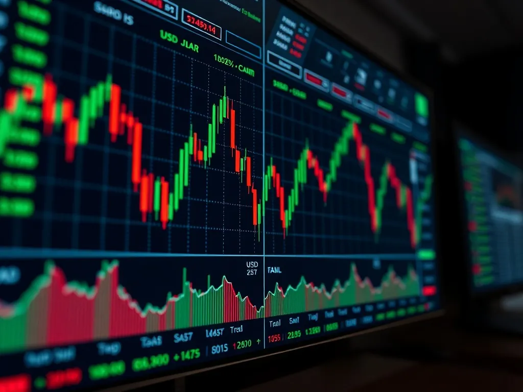 A close up of a professional financial terminal screen showi