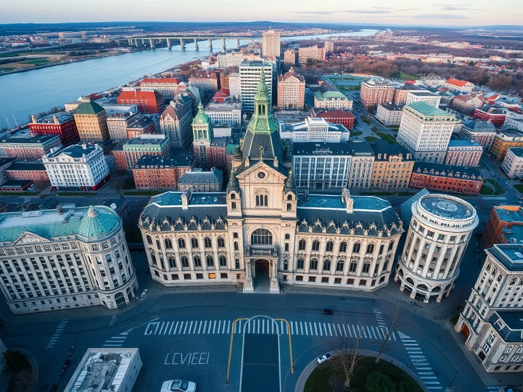 A high-angle architectural shot of Quebec City